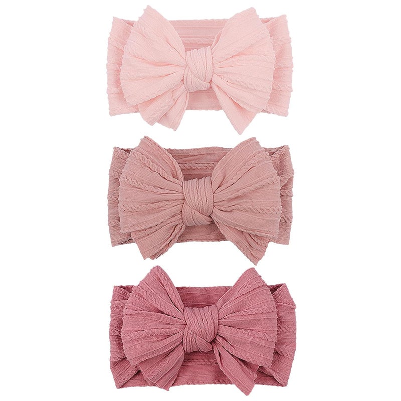 LemonSpace Store Handmade Baby Girls Headbands Soft Stretchy Nylon Hair Bands Hair Accessories Bows for Newborn Baby Girls Infant Toddlers Kids (Pink) - Image 1